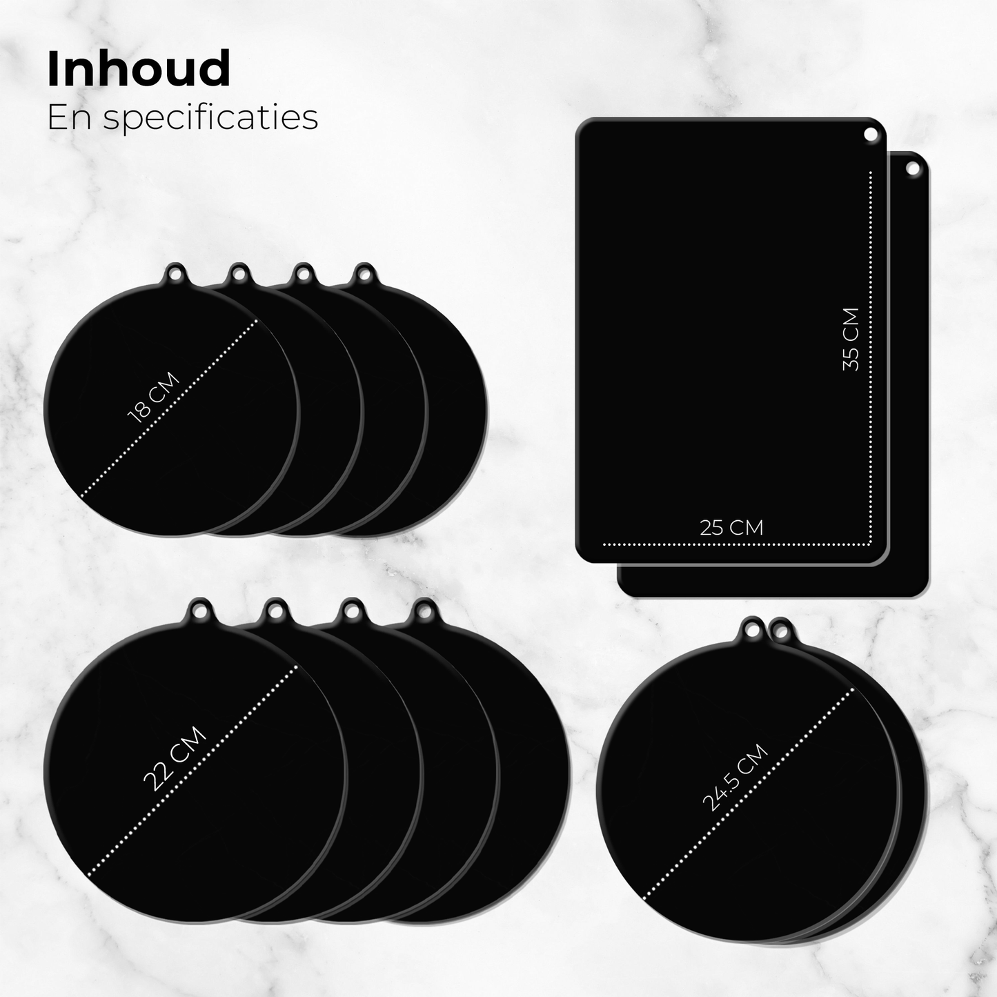 Inductie Beschermers - Zwart, 12 stuks