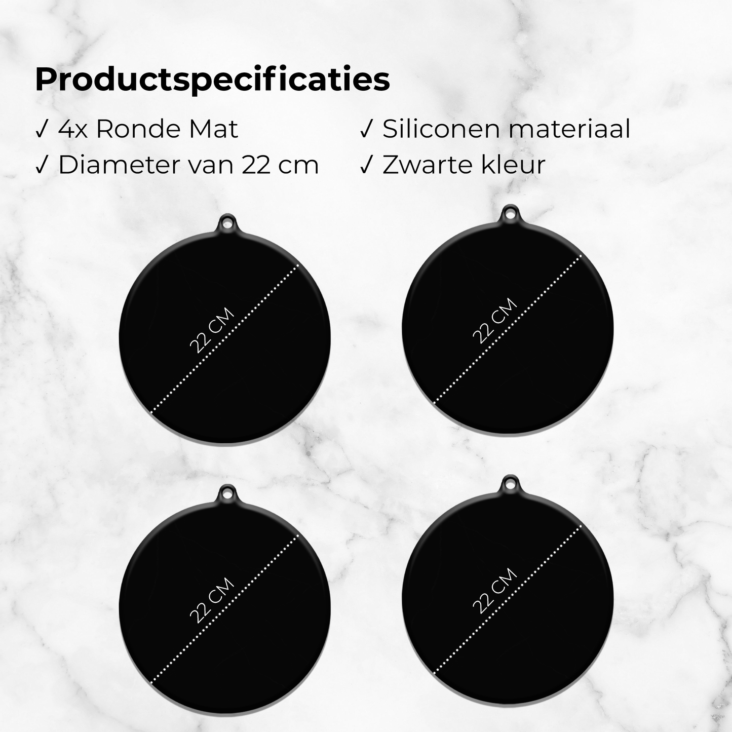Inductie Beschermers - Zwart, 4 stuks