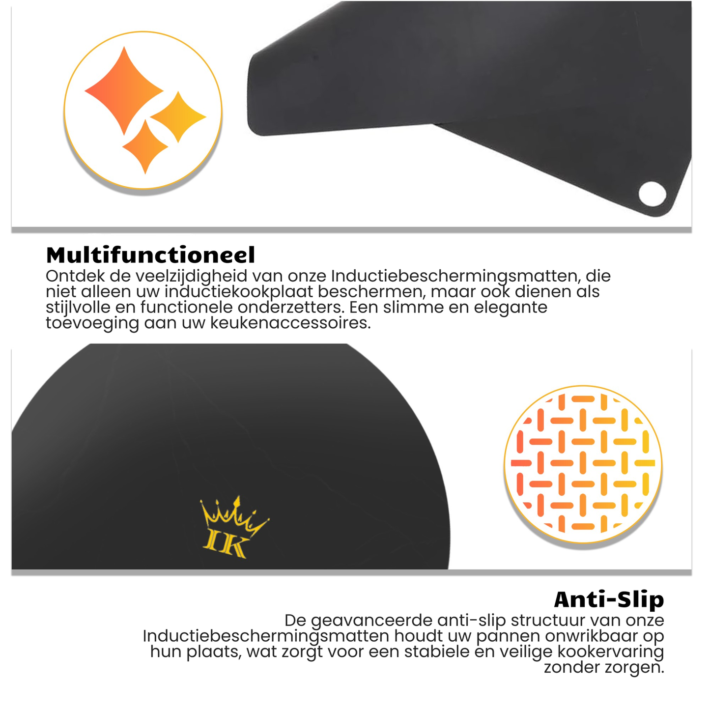 Induction Kings premium inductie beschermers met anti-slip laag tegen krassen